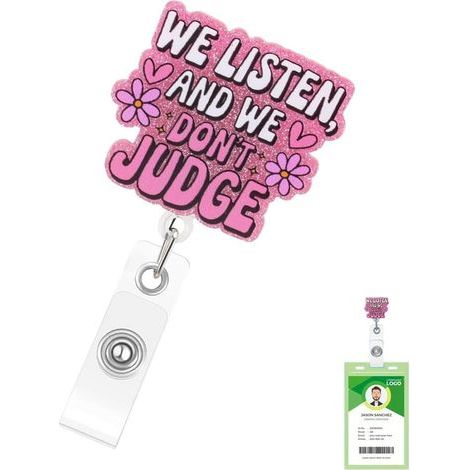 Bobine de Badge Rétractable Drôle, Acrylique à Paillettes avec Pince Crocodile, porte badge retractable, cordon pour Infirmière, Médecin (1/5)