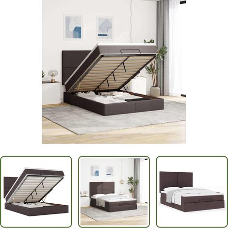 vidaXL Taschenfedern - Ottoman-Bett mit Matratze Dunkelbraun 140x200 cm Stoff (1/5)