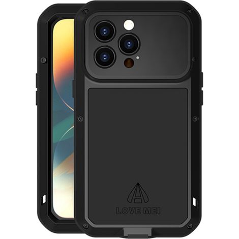 Love Mei iPhone 14 Pro Hülle, mit Glas geschützt, Schwarz (1/4)