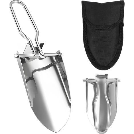 Pelle Pliante Multifonction en Acier Inoxydable, Mini Pelle de Jardinage et Camping, Compacte et Durable, pour Randonnée, Survie (1/5)