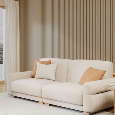 2Pcs Decorative Acoustic Slat Wall Panels And Light Oak MDF 1200x600mm (1/5)
