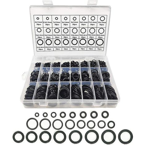 Assortiment de 740 joints toriques en caoutchouc, 24 tailles, rondelles d'étanchéité pour la réparation automobile et la plomberie. (1/5)