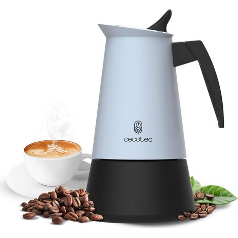 Cecotec Cafetera Italiana Piccolina 900 Blue. 450ml, 10 Tazas de Café, Acero Inoxidable, Apta Todas Superficies, Filtro Premium