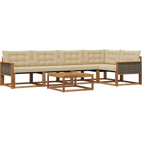 Outdoor Sofa Set with Cushion 6 pcs Natural and Beige vidaXL (1/5)