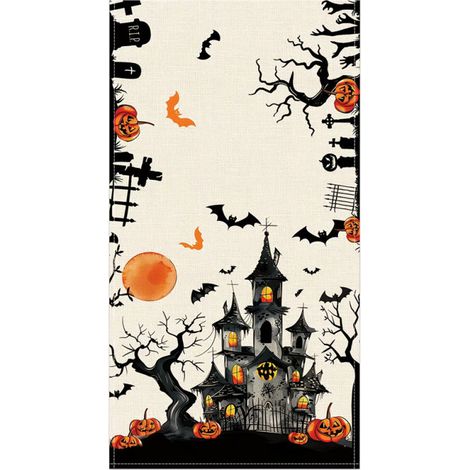Chemin De Table d'halloween, Dekoration De Table De Cuisine/Salle À Manger Sur Le Thème De Maison Hantée für Les Fêtes d'halloween (1/5)