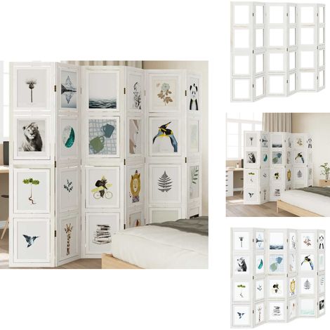 Cloison de séparation 6 panneaux blanc bois de paulownia massif - Séparateur De Pièce - Écran D'intimité - Cloison Pliable - Décoration Murale - Meuble Design (1/5)