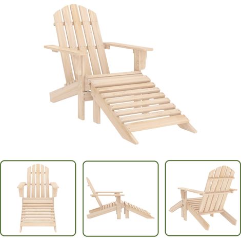The Living Store Chaise de jardin Adirondack avec pouf bois de sapin solide - Chaise Adirondack - Chaise De Jardin - Mobilier De Jardin - Chaise Extérieure - Pouf (1/5)