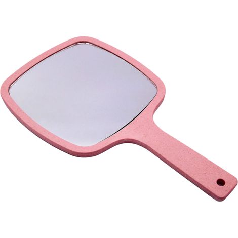 Miroir Portable Avec Poignée - Carré - 15 cm - Plastique - Rose - Pour Maquillage Salle De Bain Salon Voyage - 1 Pièce (1/5)