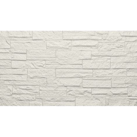 Panel decorativo efecto piedra ladrillo 3D set 12 pz 8,6 mt2 revestimiento de pared en PU 120 x 60 x 2,5 cm.  Cuarcita Blanco (1/5)