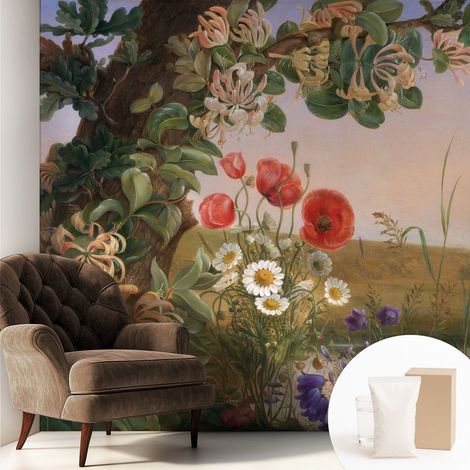 Fototapete - Tapete Vliestapete mit Kleber - Wandtapete Moderne Wandbild Schlafzimmer Wohnzimmer Blumen-Idylle 250x250 cm (1/5)