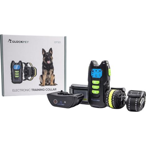 Confezione da 2 collari per addestramento cani con suono, vibrazione e luce, impermeabili, ricaricabili, giallo/nero, Glückpet