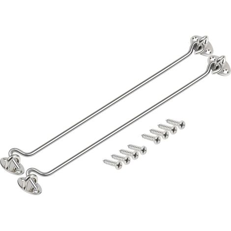 2pcs Loquet à crochet et à œillet, crochet de porte en acier inoxydable, loquet à œillet Serrure de Porte de Grange crochets crochet et loquet à œillet pour portails en fenêtre loquet 8 Inch (1/5)
