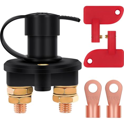 Interrupteur Principal 12V/24V - Interrupteur de Batterie en Cuivre Pur avec Clé Natobone, Arrêt Rapide pour Voitures, Camping-Cars, Camions et Bateaux (1/5)