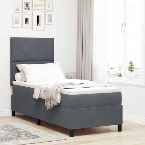 LED Boxspringbett mit Kopfteil Dunkelgrau 80 x 200 cm Samt vidaXL (1/5)