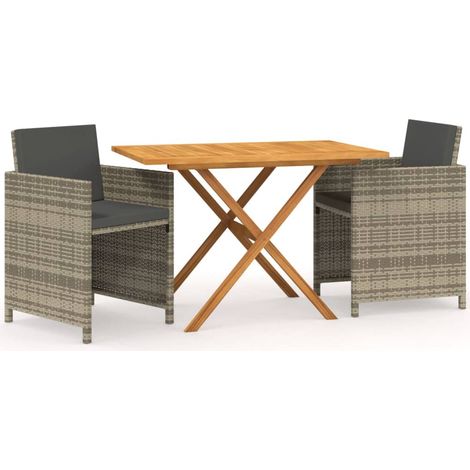 Maison Exclusive - Set da Pranzo per Giardino 3 pz con Cuscini Grigio
