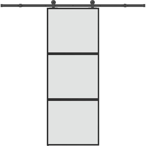 Schiebetür mit Beschlag 76x205 cm Hartglas & Aluminium