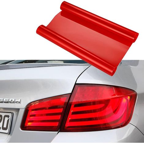 BEBUSINGOTO Lámina adhesiva de vinilo para tinte de faros delanteros, luces traseras y antiniebla, de 12 x 48 pulgadas, color rojo (1/5)