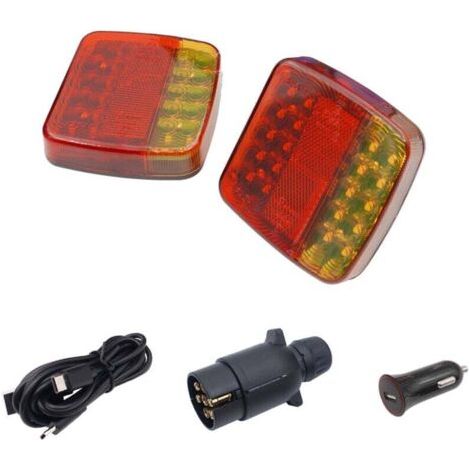 Panneau lumineux sans fil pour remorque – Kit de feux arrière magnétiques à LED étanches IP65 – Rechargeable 12 V/24 V – Fixation magnétique sécurisée (1/4)