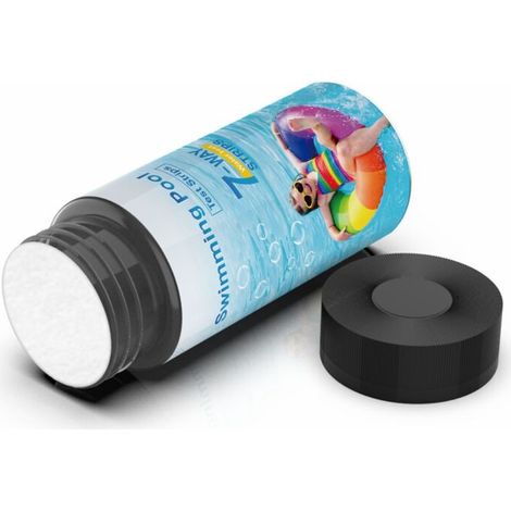 Bandelettes de test 7 en 1 pour piscine, 100 bandelettes de test rapides et précises pour l'eau de piscine, bandelettes de test pour spa, bandelettes de test pour chlore, brome, pH, alcalinité, dureté (1/3)