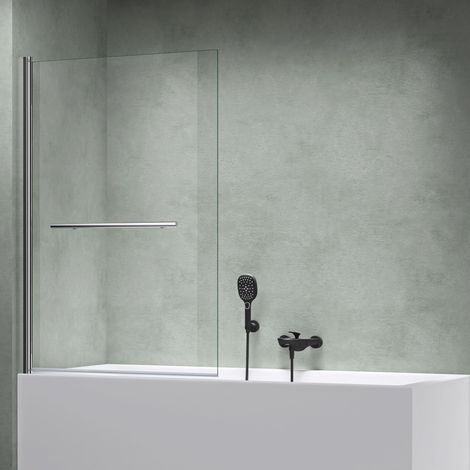 Mai & Mai Duschwand für Badewanne faltbar 180° Sicherheitsglas mit NANO Faltwand 90x140cm Duschabtrennung Badewannenaufsatz (1/5)