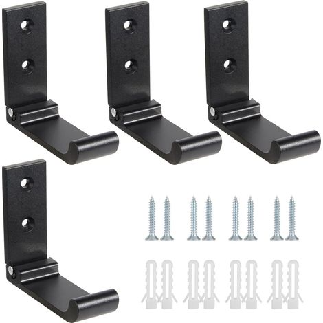 Foldable Wall Hooks, 4 Pieces Wall Mounted Helmet Mount, Invisible Coat Hooks, Aluminum Wall Hook, With Screws, Jacket Towel Hook (1/5)