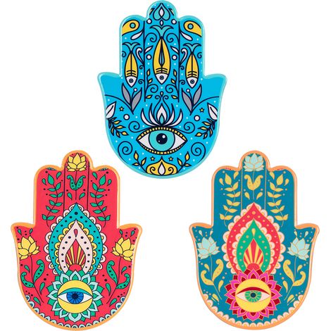 Signes Grimalt Mano Fatima Sottobicchieri 3U Blu - Set di 3 sottobicchieri vintage da cucina - Decorazione da tavola dal design esclusivo