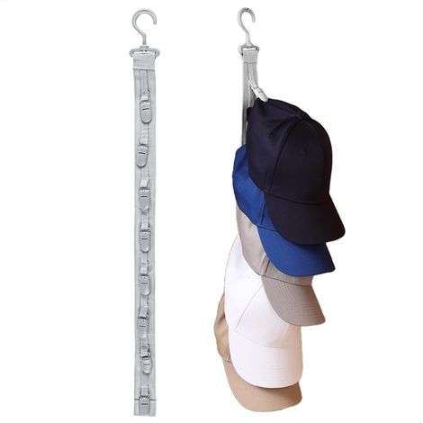 Porta cappelli con 8 clip, gancio girevole a 360°, appendiabiti da parete, contenitore per cappelli da baseball, fedora e berretti (grigio, 1 pezzo)