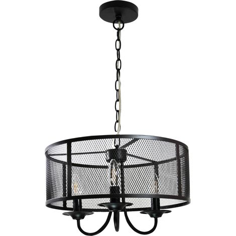 Suspension plafond Polux Soho noire Ø40 3xE14 métal (1/4)