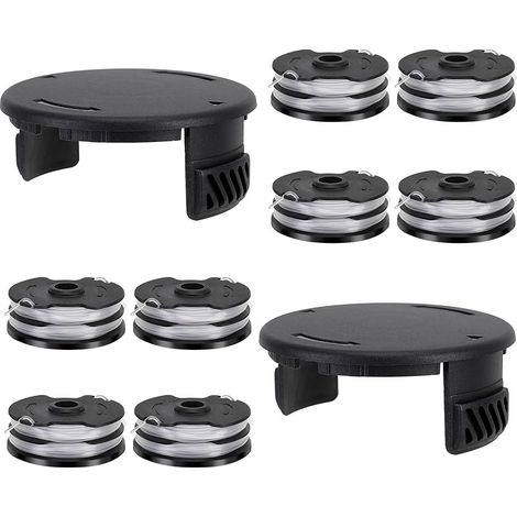 8 Bobine Fil pour Coupe Bordure Compatible avec Parkside 13600210 + 2 Couvercle Piece Detachee pour Parkside Bobine de Fil Pièces Détachées pour LIDL PRTA 20-Li C3 A1B2 PRT 550 A1 A3 PRT 300 A1