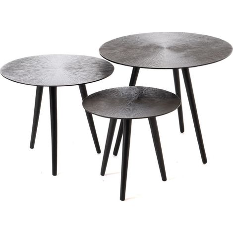Amadeus - Lot de 3 bouts de canapé ronds en métal Ø33 cm Luna (1/3)