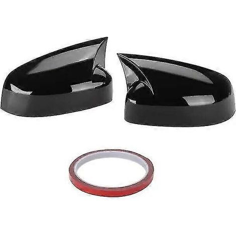 Außenspiegelabdeckung, Seitenflügelkappe, Ochsenhorn-Design, Außentür-Rückspiegelgehäuse-Zierleiste in Carbonfaser-Optik, passend für Ford Focus MK3 (2012–2018) – Glänzend Schwarz