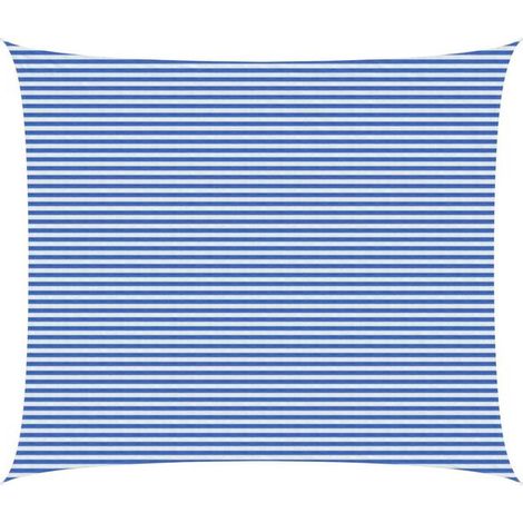 Voile d'ombre bleu et blanc 6 x 7 m HDPE - Voile d'ombrage protection solaire anti-UV jardin terrasse extérieur (1/5)