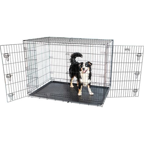 Cage pour chien Fortressoo3XL, caisse de transport pour grand chien 137x94x114cm, pliable, 2 portes, plateau amovible, utilisation interieur, Paitsy