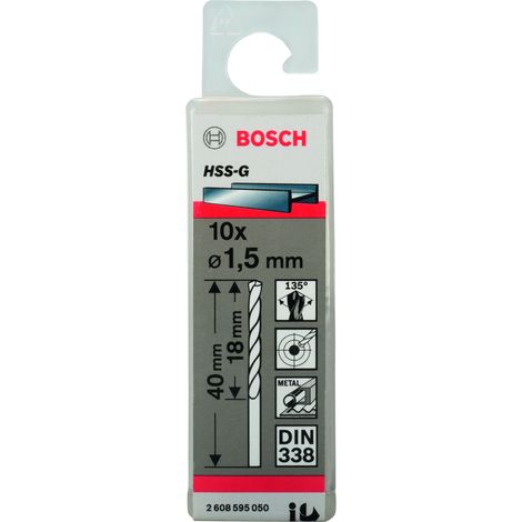 Broca para metal HSS-G DIN 338 15 x 18 x 40 mm BOSCH 2608595050