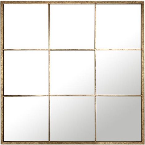 Miroir carré 100 x 100 cm effet fenêtre – 9 vues pour un jeu de lumière – Élément décoratif moderne – Agrandit visuellement l'espace – Emde (1/2)