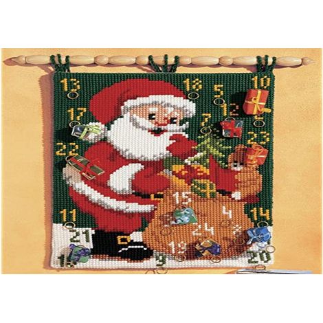 VERVACO Kit Calendario Dell'avvento Punto Croce Prestampato Babbo Natale Set Ricamo Principianti Decorativi per Pareti ca. 40 x 53 cm DIY Natale Decorazioni Casa Particolari Regalo Creativo