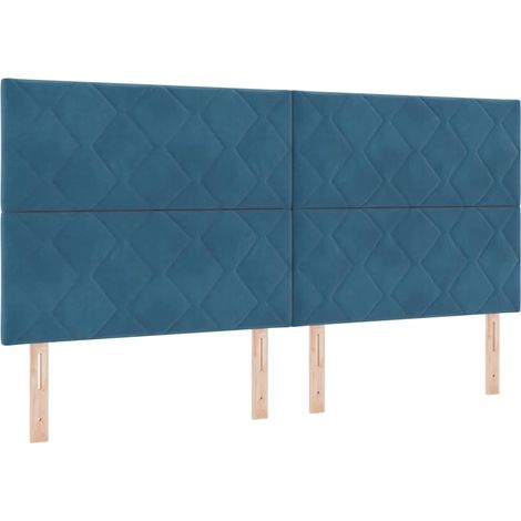 Maison Exclusive - Lit à ressort LED avec matelas Bleu foncé 200 x 200 cm Velours (1/5)