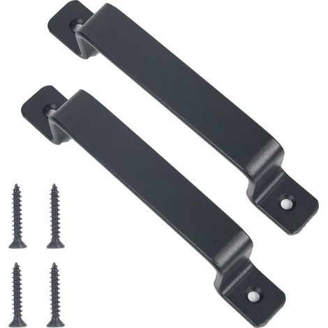 Lot de 2 poignées de porte vintage en fonte pour portails en bois, poignée en D noire, poignée de traction en fonte adaptée pour abris de jardin, portails et portes (1/5)