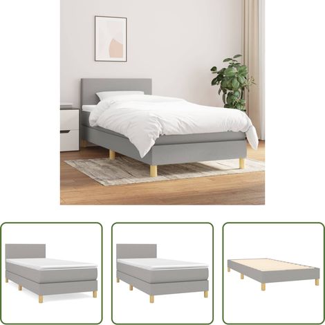 Matratze - Boxspringbett mit Matratze Hellgrau 100x200 cm Stoff (1/5)