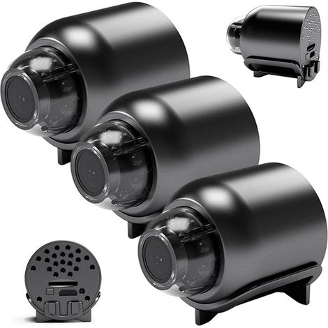 3er-Pack Mini-Überwachungskameras (1080p HD, WLAN, Nachtsicht, Weitwinkelobjektiv, Videowiedergabe, App-Steuerung) für Zuhause, Büro und Geschäft (1/5)