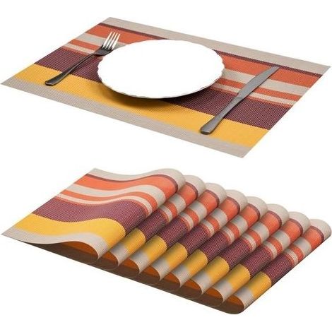 8 rutschfeste, abwaschbare PVC-Tischsets, hitzebeständig, rot (1/5)