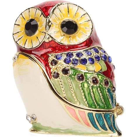 Chouette boîte à bijoux en alliage de zinc brillant, forme de hibou, coffret métallique exquis pour décoration de table. (1/5)