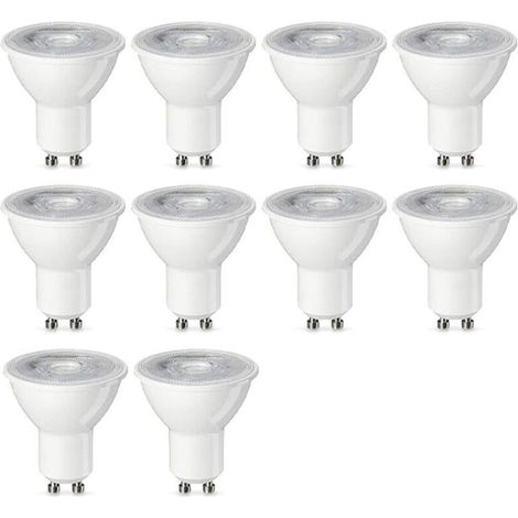 Basics Lot de 10 ampoules spot LED GU10 4,7 W (équivalent 50 W) Blanc Chaud Intensité non variable (1/3)