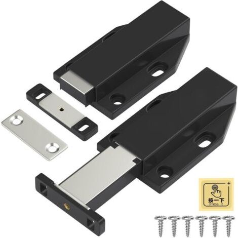 Lot de 2 Aimant Poussoir Porte Placard Push to Open Loquets de Porte Magnétiques à Pousser Push Toucher Latche pour Armoire, Tiroir de Cuisine, Porte de Camping-car, Fermeture de Garde-robe
