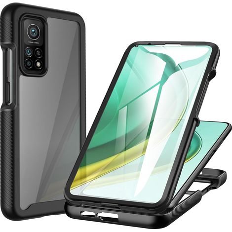 Coque Xiaomi Mi 10T 5G, Coque Xiaomi Mi 10T Pro 5G Antichoc Housse avec Protection d'écran, 360 Degrés Protégé Téléphone Robuste Double Face Transparent Case Portable Intégrale Etui - Noir (1/5)
