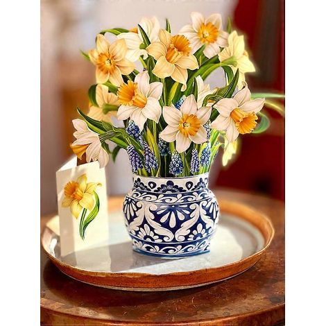 Cartes pop-up en papier, bouquet de fleurs éternelles grandeur nature de 30 cm, cartes de vœux pop-up 3D