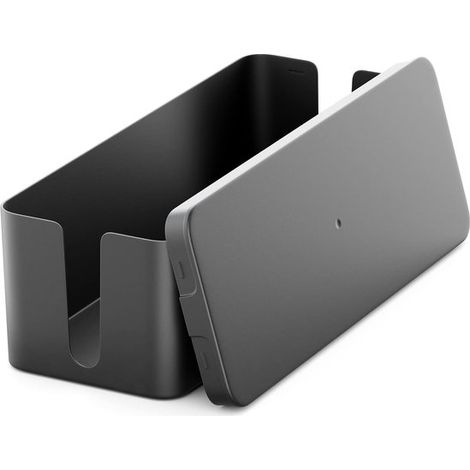 Caja organizadora de cables de 28 cm x 10 cm x 8 cm. Plástico resistente con,protección y seguridad. Color negro,Plástico,negro,10 cm,28 cm,8 cm (1/5)