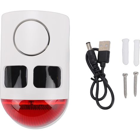 Ortviai Alarme Solaire avec Détecteur de Mouvement, 129 dB, 4 Modes, Étanche IP65, Lumière Stroboscopique pour Jardin, Ferme, Cour