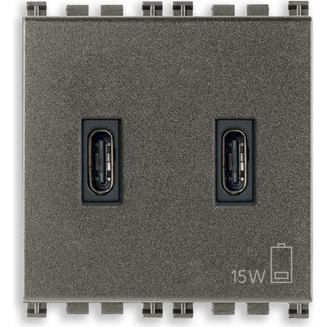 VIMAR - 19295.CC.M Alimentation USB C+C 15 W 3 A 5 V 2 m Métal