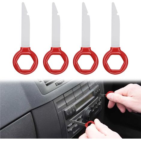 Stück Autoradio-Entfernungsschlüssel, Autoradio-Entfernungswerkzeuge, Autoradio-Entfernungsschlüssel, ergonomisches Design, massiver Edelstahl (rot)
